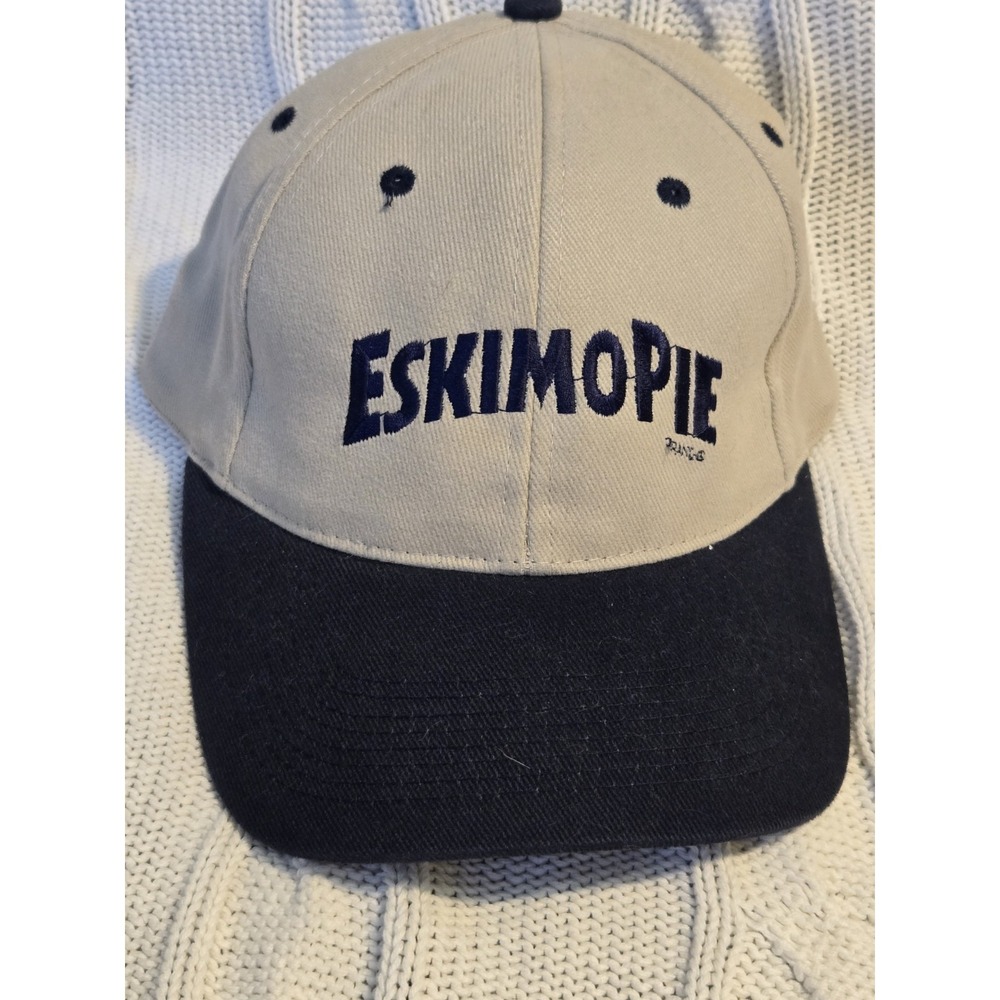 Eskimo Pie Ice Cream Advertising Hat Cap Tan Navy Adjustable Strapback Tan Navy